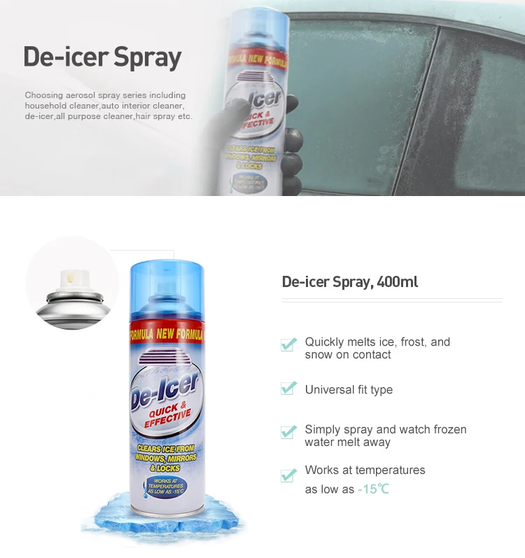 400ml Aerosol Can Quick Acting Window Windshield Defrost Deicer Spray