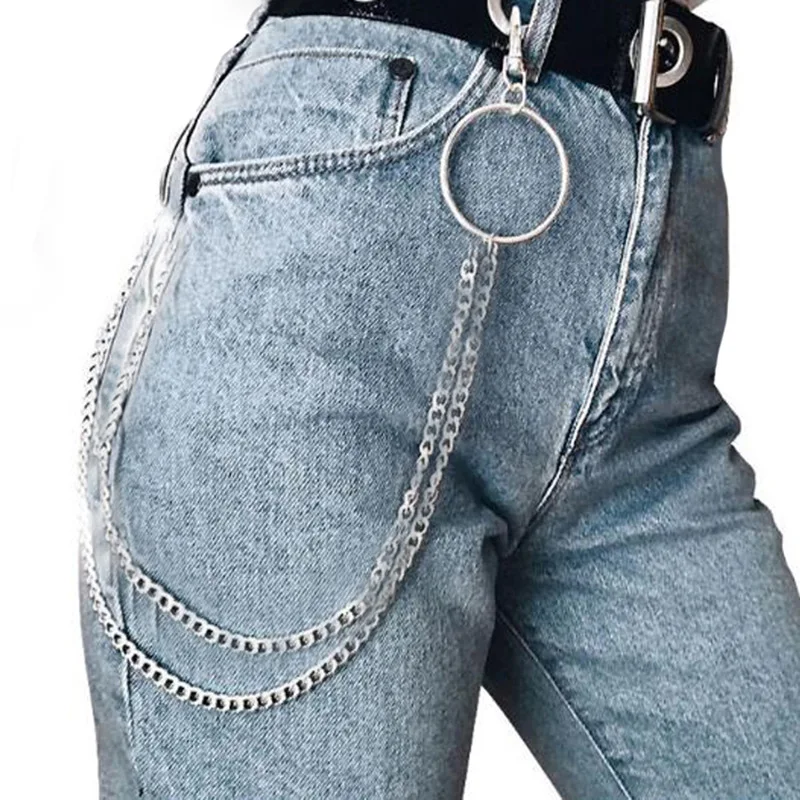 

Latest Fashion Silver Plated Punk Double Layer Trouser Chain Long Wallet Belt Pants Chain For Women Men Unisex