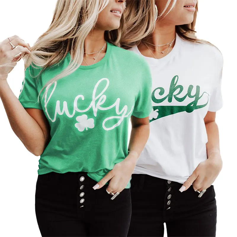 

Customized Fashion Designer Letter Print Crew Neck White Tee Shirt Short Sleeve Women's T-Shirt