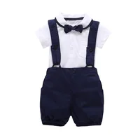 

Hot sale gentleman bow tie shirt and suspender trousers toddlers clothing sets boys' boutique outfits baby boys' clothing sets