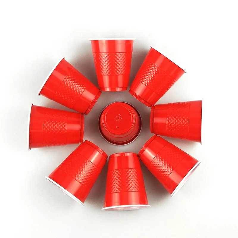 
Custom Color Disposable PS Drinking Cup Red Plastic Party Cups 