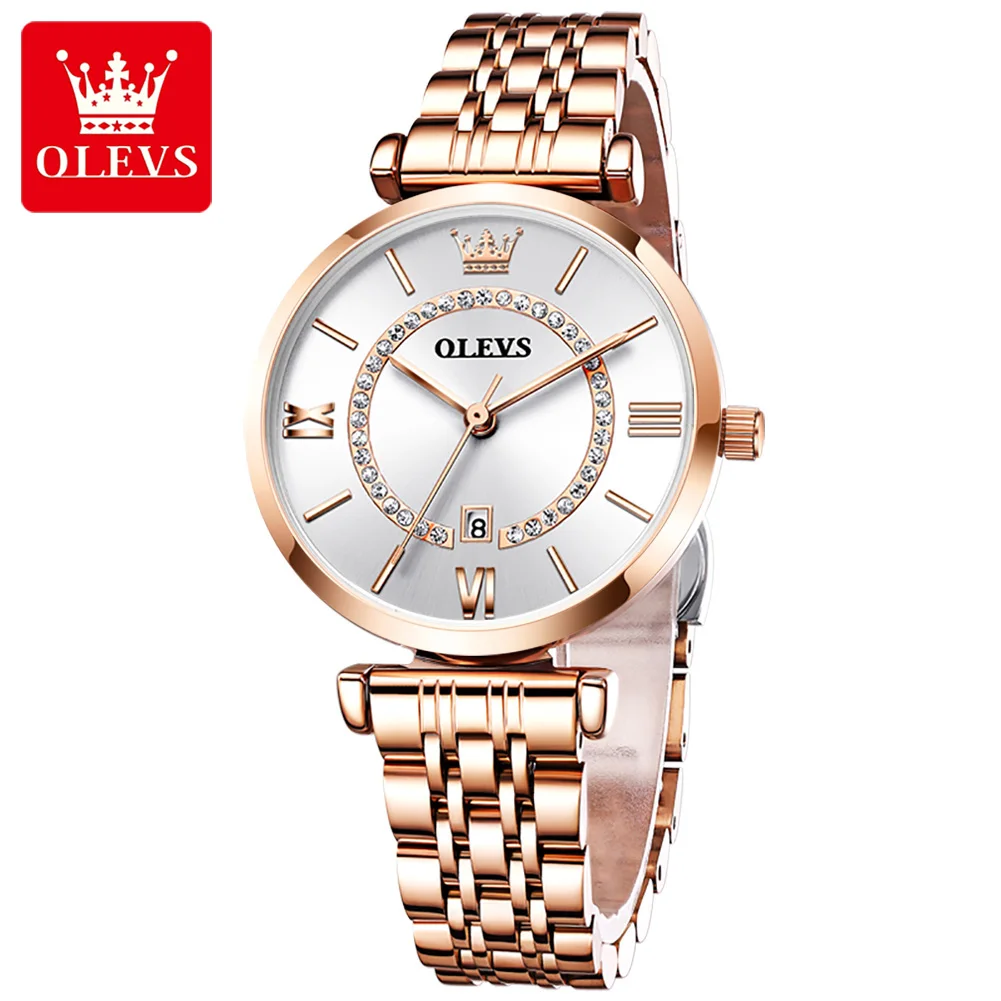 

6892 OLEVS Fashion Lady Dress Gift WristWatch Minimalist Casual Business Watch For Lady Stainless Steel Power Reserve Lady Clock