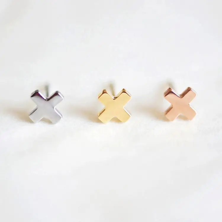 

Celebrity Highly Recommended Exqusitive Tiny Cross Gold Filled Women Stud Earrings