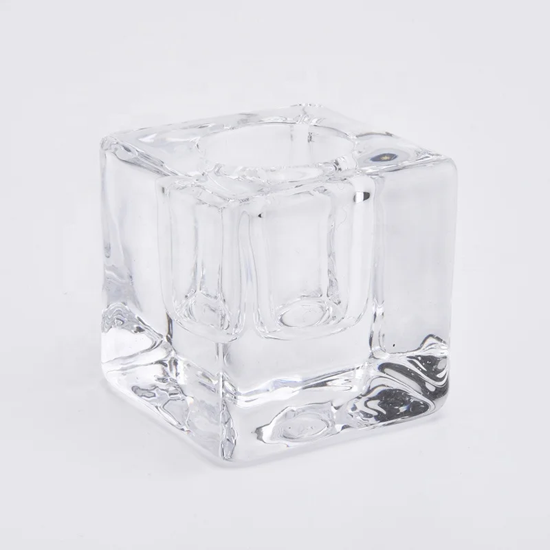 Transparent mini crystal candle cup glass tealight candle jars for wedding