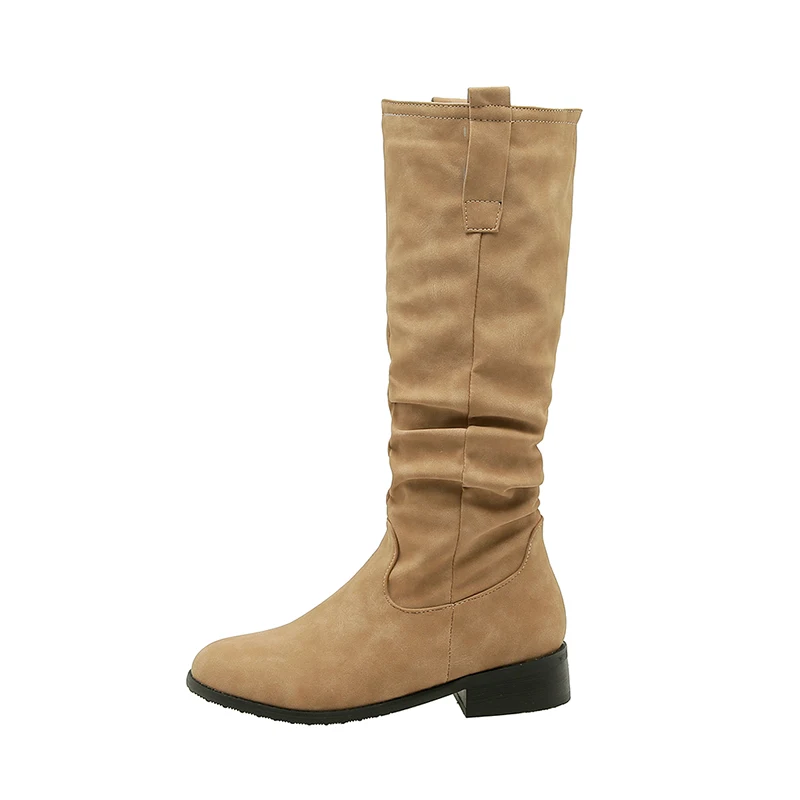 

New Winter Round head solid color Thick-heeled women's boots