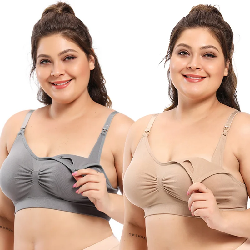 

Wholesale Logo Custom Plus Size 2XL-4XL Fat Women Underwear Pregnancy Maternity Seamless Nursing Bra Brassiere Nursing #1009, Black, white, beige, pink, blue,dark purple, gray, light purple