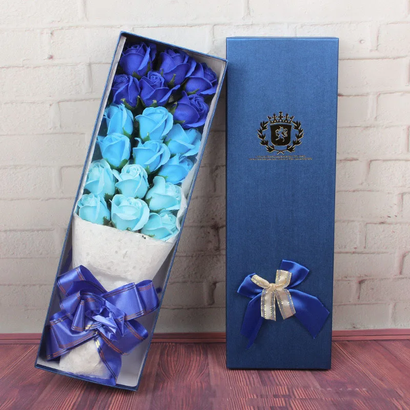Wholesale Birthday Gift Box Set 18 Pcs Rose Flower Bouquet Gift Box Packing Soap Flower Bouquets