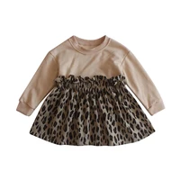 

2020 New clothes dress Baby Girls Dress Leopard Patchwork Fashion Cotton Spring girls' dresses 1-6 Years Wholesale long sleeve