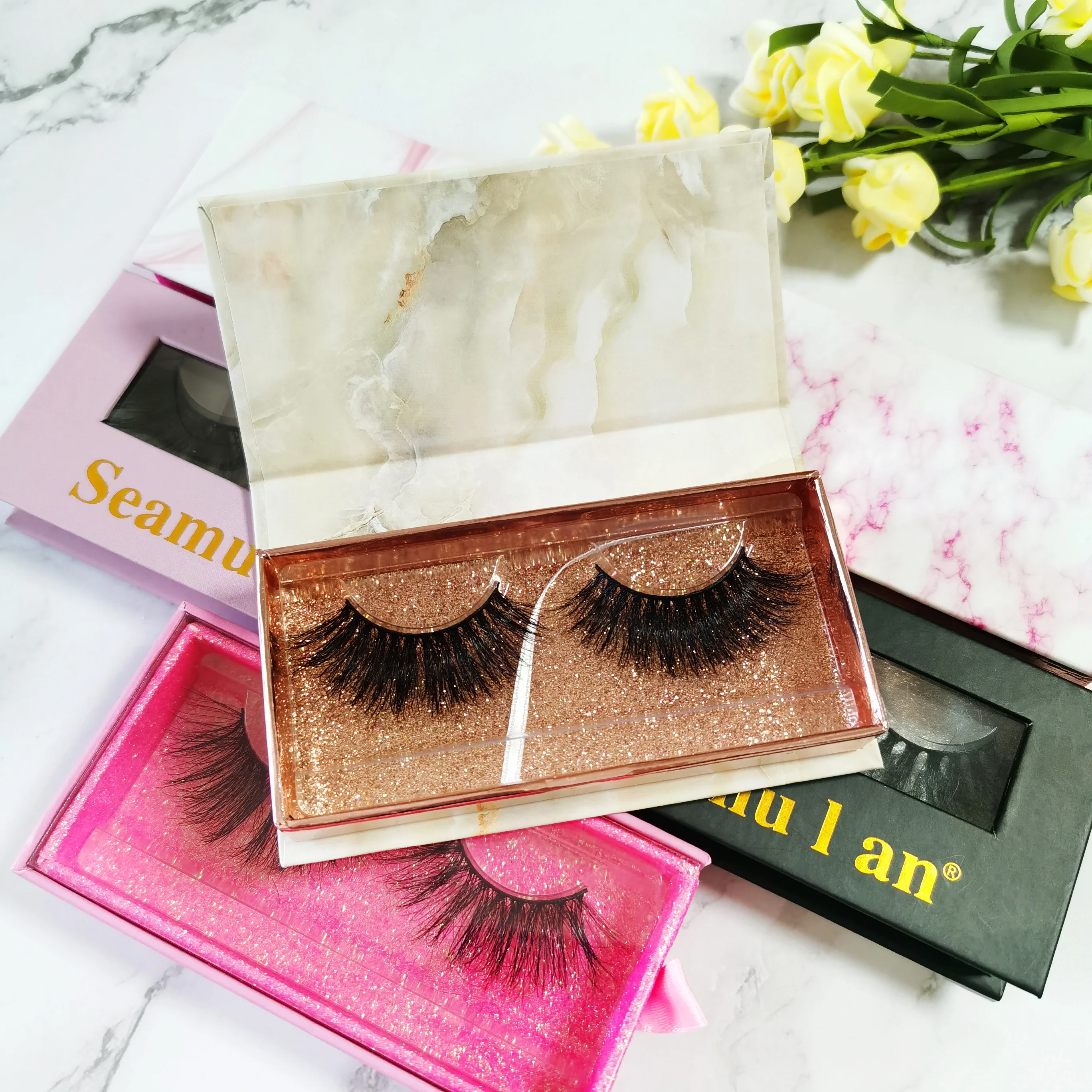 

10 pairs private label black 3D Long Fluffy Lashes wholesale vendor 100% mink false eyelashes