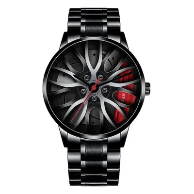 

Luxury Custom Unique Black 3D Car Wheel Watch Quartz Sport Rim Car Watches Men Wrist Reloj Car, Multiple color options
