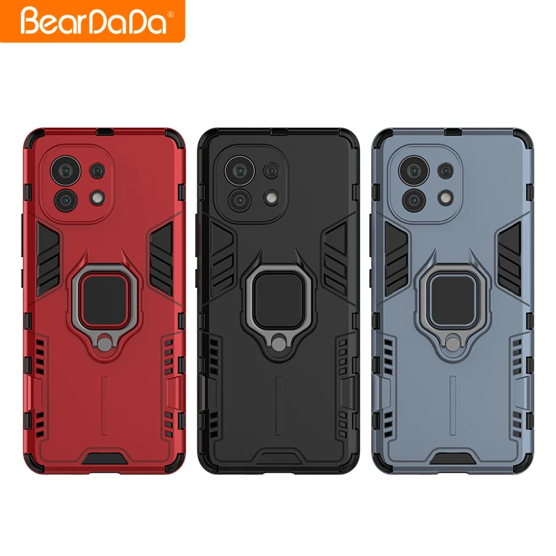 

scratch oroof tpu magnetic back cover with ring holder for xiaomi 11 hard anti grip eco military matte shockproof case