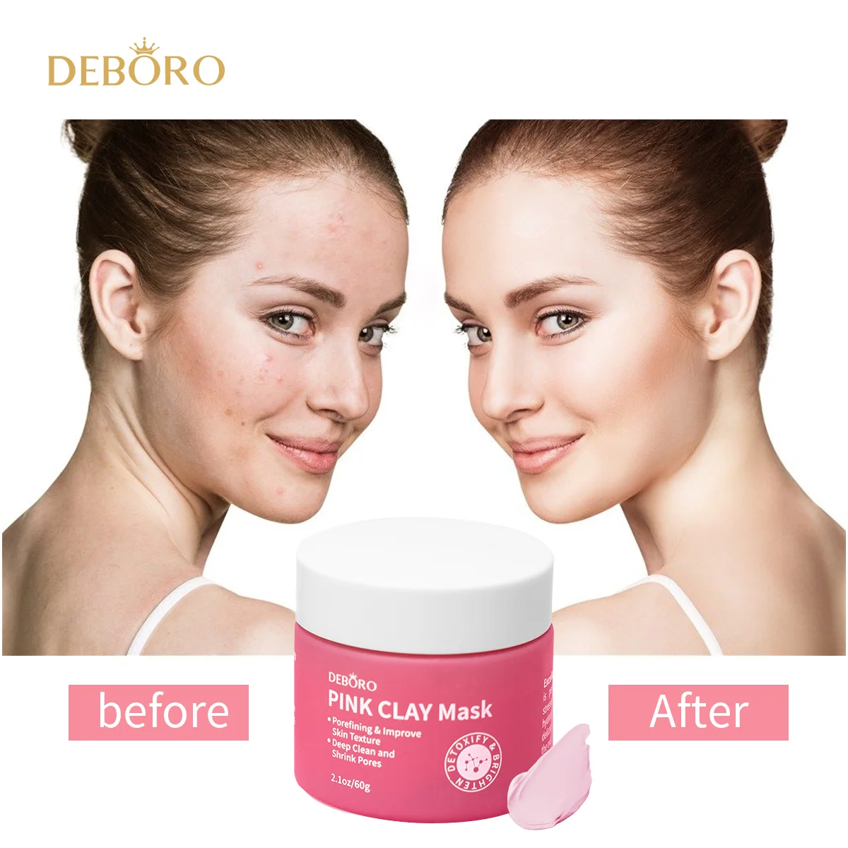 

Private label skincare routine hydrating and detoxifying facial mud mask pink clay facial mask