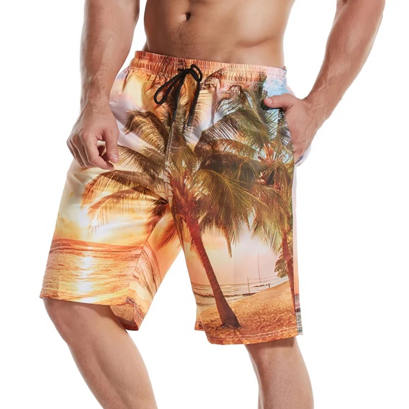 

Dropshipping 2021 Hot Sale Summer Polyester Custom Beach Shorts Printed Swimming Men Beach Short For Men, Customized color