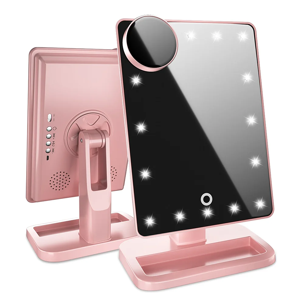 

360 Degree Rotating 20 Lights Led Bluetooth Speaker Makeup Mirror