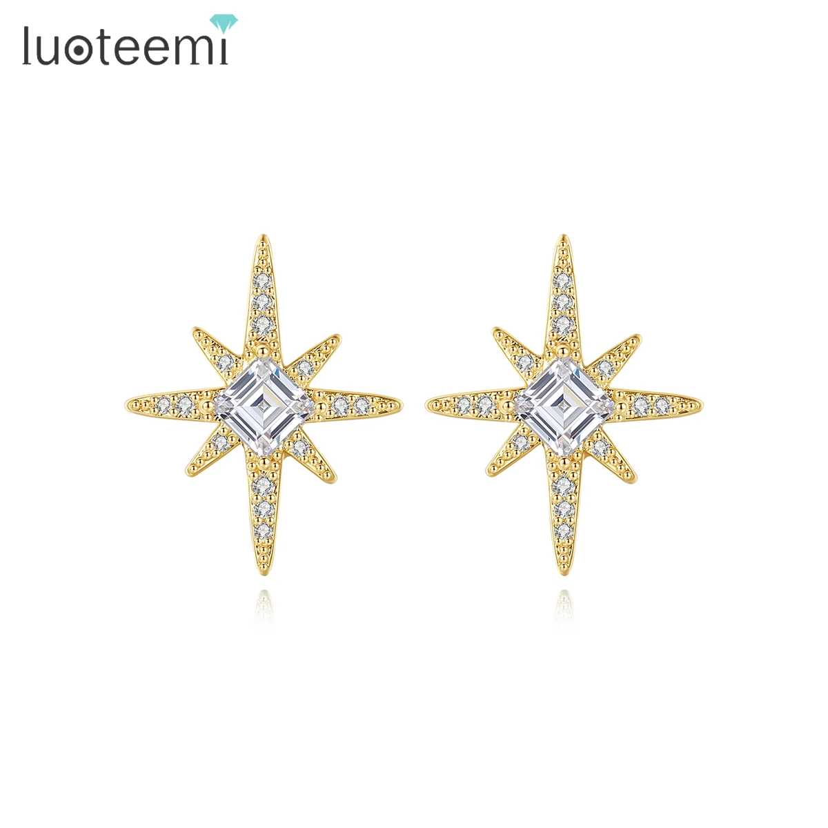 

LUOTEEMI New Brass Lady Jewelry And Earing Bling Out Gold Woman Stud Organizer Fashion Large Earring