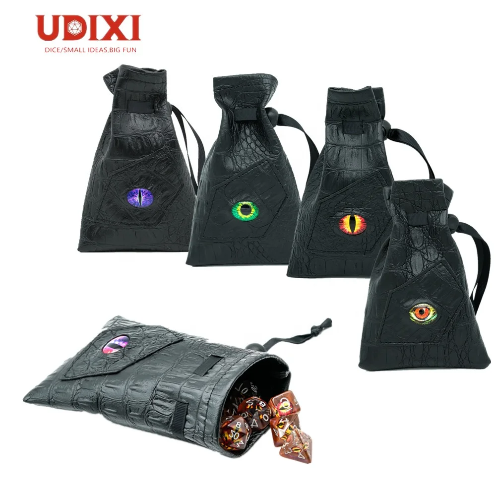 

Udixi DND RPG Leather Dice Bag for Board or Card Games Demon Eye Dice Bag, Black