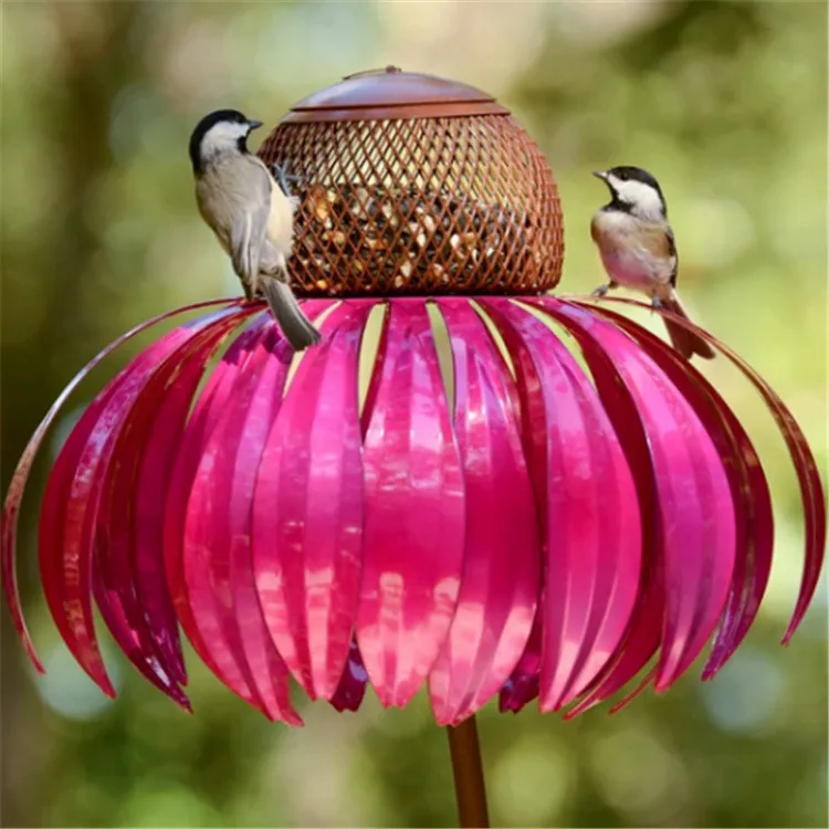 

A3705 Amazon Sales Garden Outdoor flower bird feeder Sensation Pink Coneflower Bird Feeder