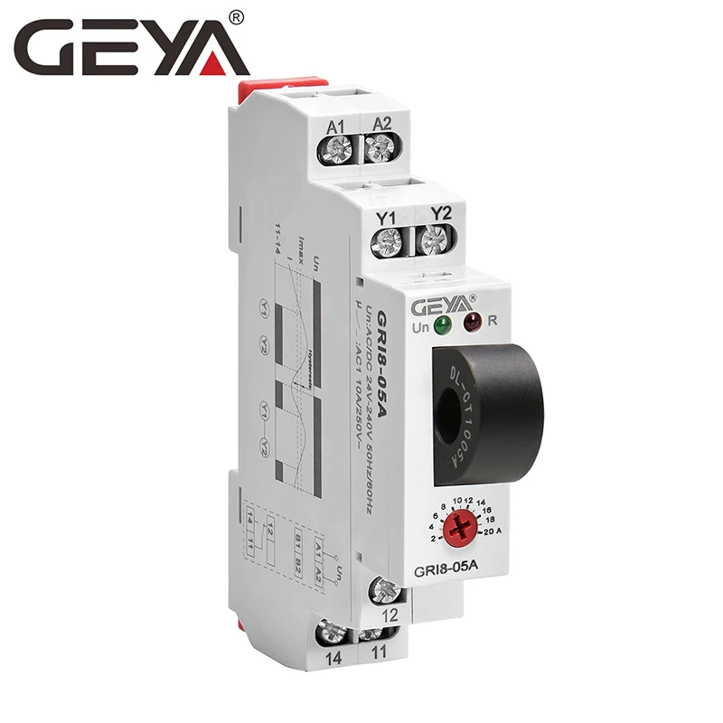 

GEYA GRI8-05 AC OR DC Current Control Balance Relay 2A-20A AC24V-240V Overcurrent Undercurrent Protection Relays