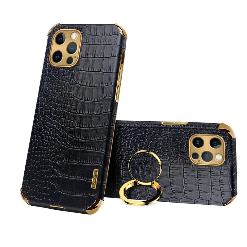 

Luxury Business Leather Crocodile Texture Phone Case For iPhone 12 11 Pro Max Xs Xr Xs Max 7 8 Plus with Ring Holder, Multi colors