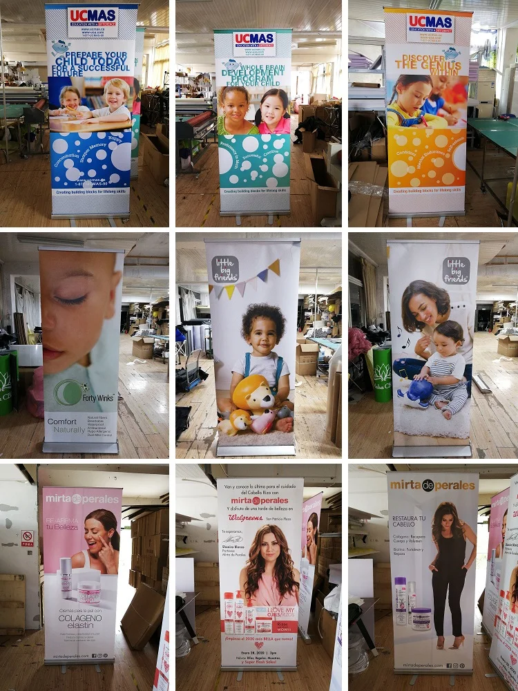 Custom wide digital printing aluminum flex retractable pull up display advertising roll up banner stand
