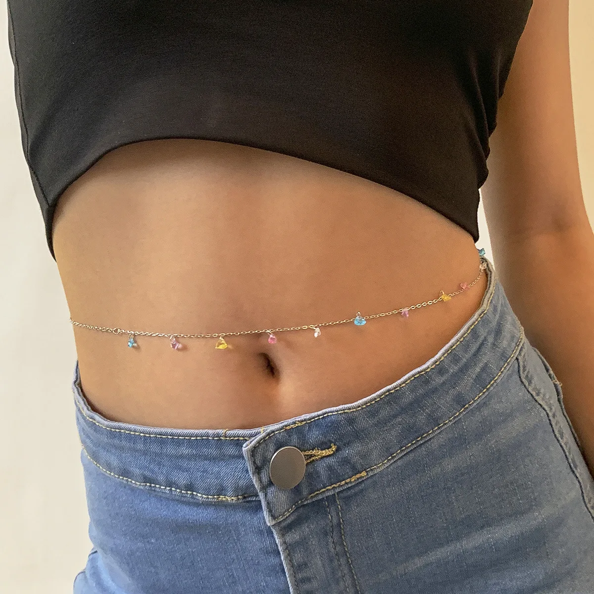 

WC-021 Vintage Summer Belly Body Chain Jewelry Sequins Waist Chain Boho Sea Beach Summer Gold Plated Belly Chain Body Jewelry, As show picture