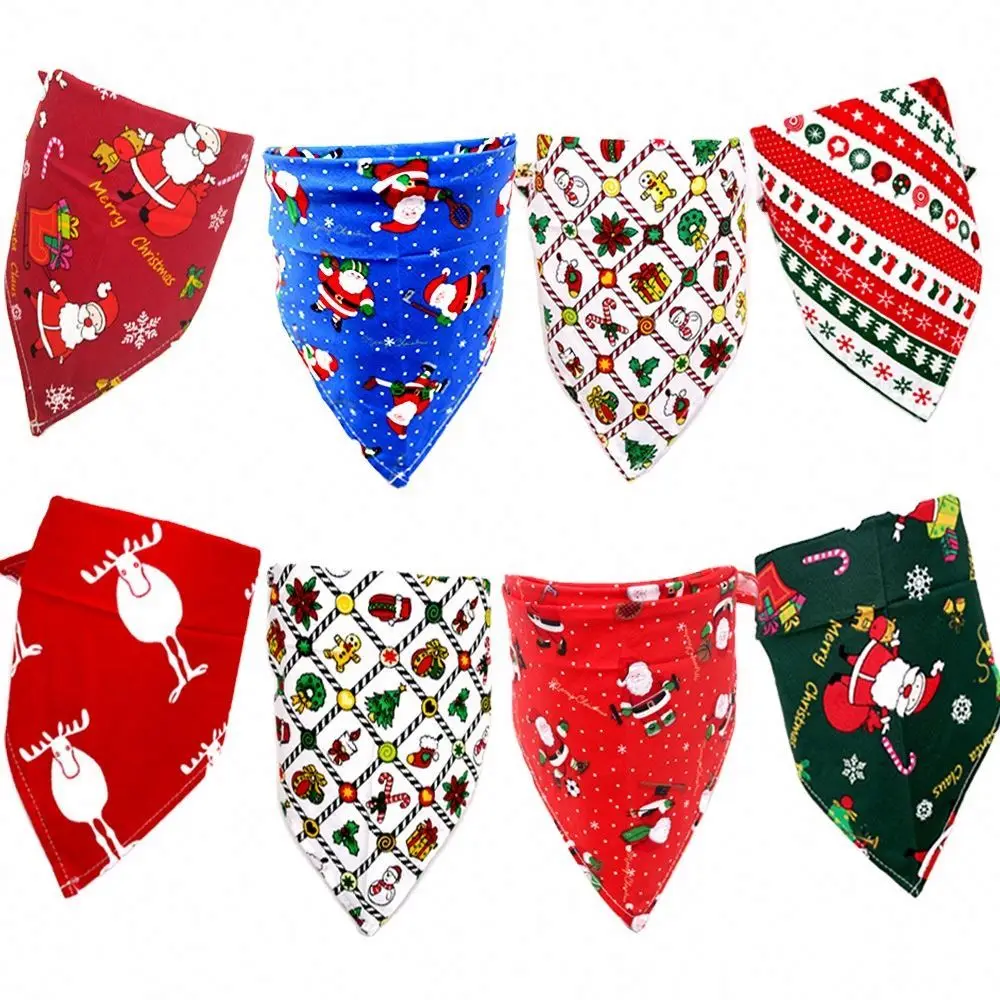 

Factory Wholesale High Quality Christmas Pattern Design 100% Cotton Soft Dog Scarf Bandana