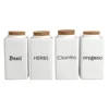 Wholesale Kitchenware white Sets of 4 New Bone China spice jars canister set with cork stopper