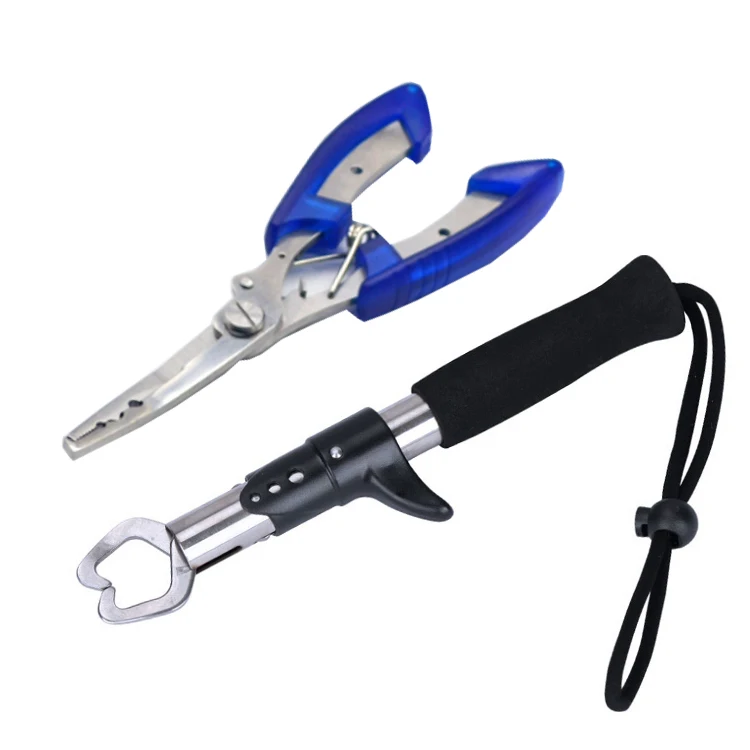 

Factory priceFishing Lure Pliers Stainless Steel Fish Lip Gripper combo Fishing scissors Tackle Tool Catch Equipment, Blure+black