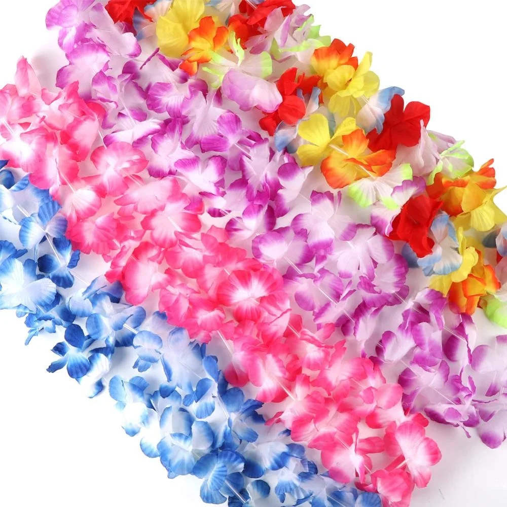 12pcs Hawaiian Flower Leis Garland Necklace Fancy Dress Party Hawaii Beach Decor 