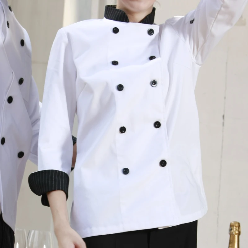 

CHECKEDOUT women gender white black color long sleeve chef jacket