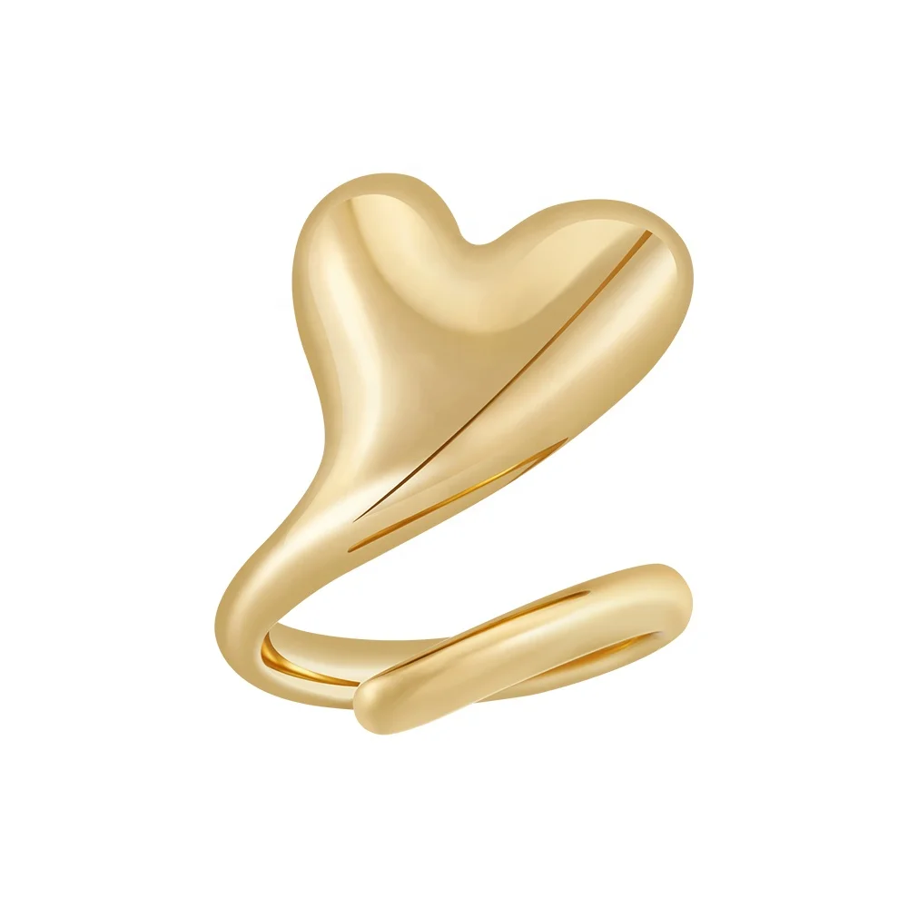 

Latest 18K Gold Plated Brass Jewelry Small Solid Heart Pinky Tail Midi Ring For Women Accessories Finger Ring R234210