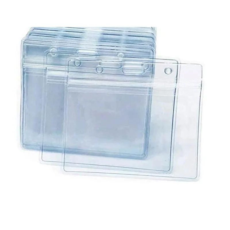 

Custom 4 X 3 in Clear PVC ID Pouch Card Name Badge Cards Holder Exhibition id badge holder 4x3