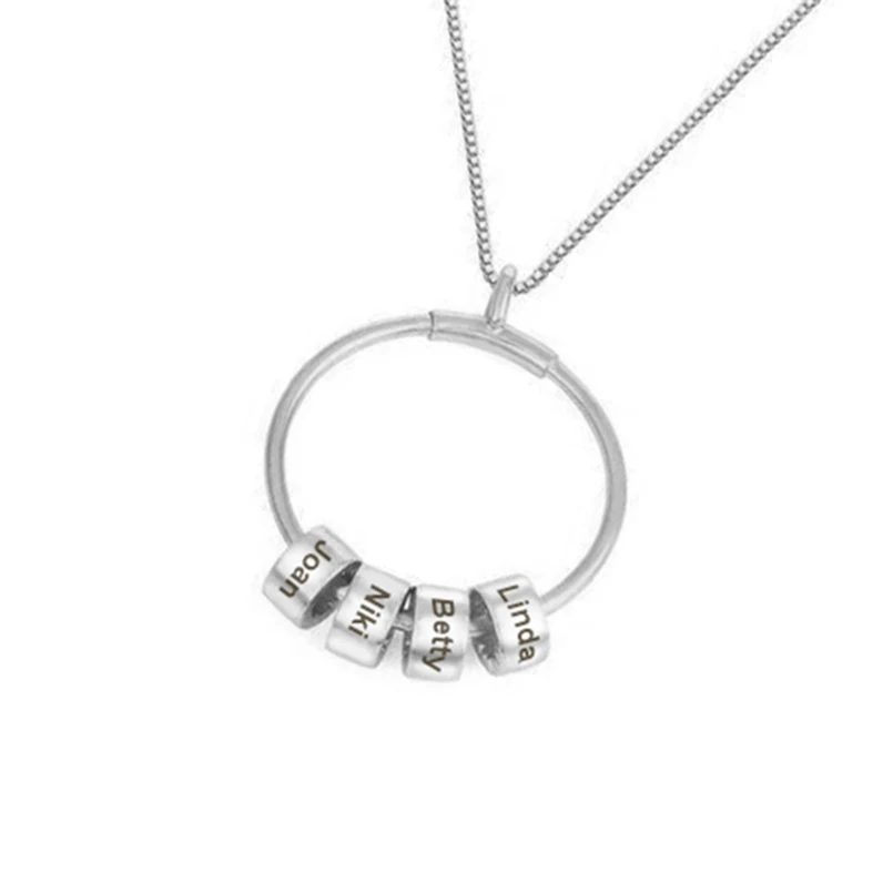 

Engraved Name Beads Leave Birthstone Charm Pendant Necklace For Mother's Day
