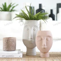 

Nordic Flower Ceramic Vases Human Head Artistic Pottery Craft Desk Decoration Garden Modern Style Home Decor Face Ceramic Vases