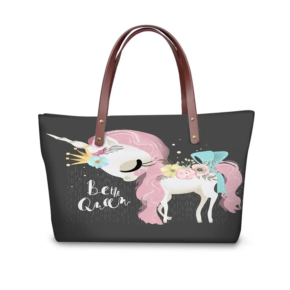 

2020 Best Selling Custom Unicorn Printing Pu Leather Ladies Female Fashion Luxury Shoulder Hand Bags Handbags For Women