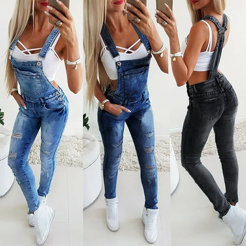 

New Women's Y-shaped Broadband Sexy Tight Overalls Hand-Worn Womens Denim Jumpsuits Women's Jeans, Customized