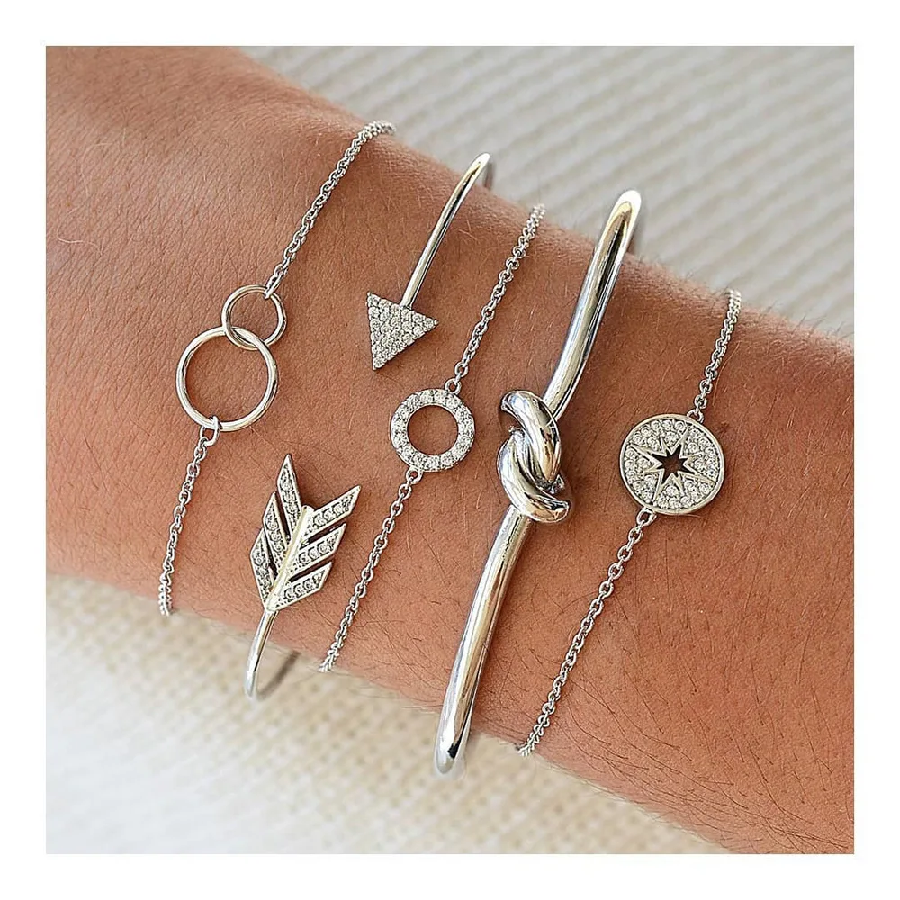 

Multi - leaf bracelet set geometric arrow bow bracelet, Silver,gold