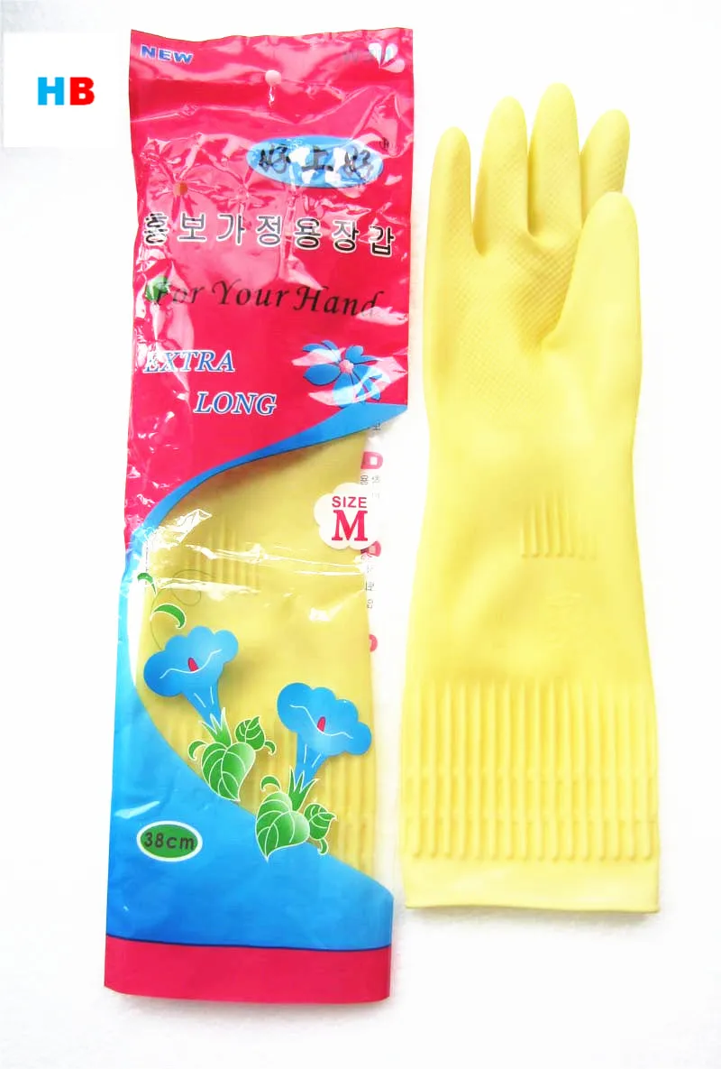 Extra Long Sleeve Korea Household Cleaning Waterproof Latex Gloves ...