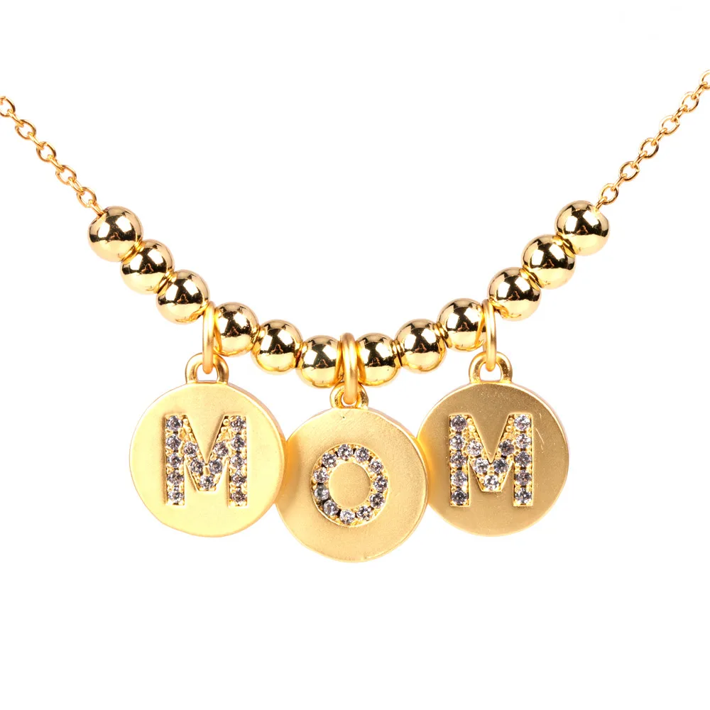 

2021 Sailing Jewelry 18k Gold plated Jewelry Necklace Initial Heart zircon Mom Necklace Iced Out Mom Beads Necklace