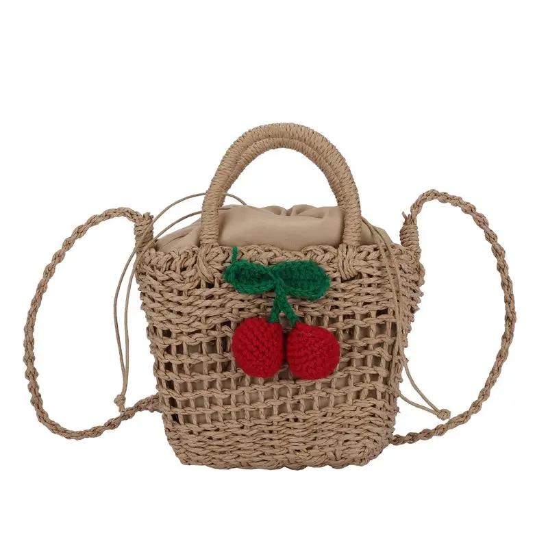 

Minissimi Sac A Main Femme Women's Beach Bag Straw Beach Handbags Cherry Crossbody Bags, 3 colors