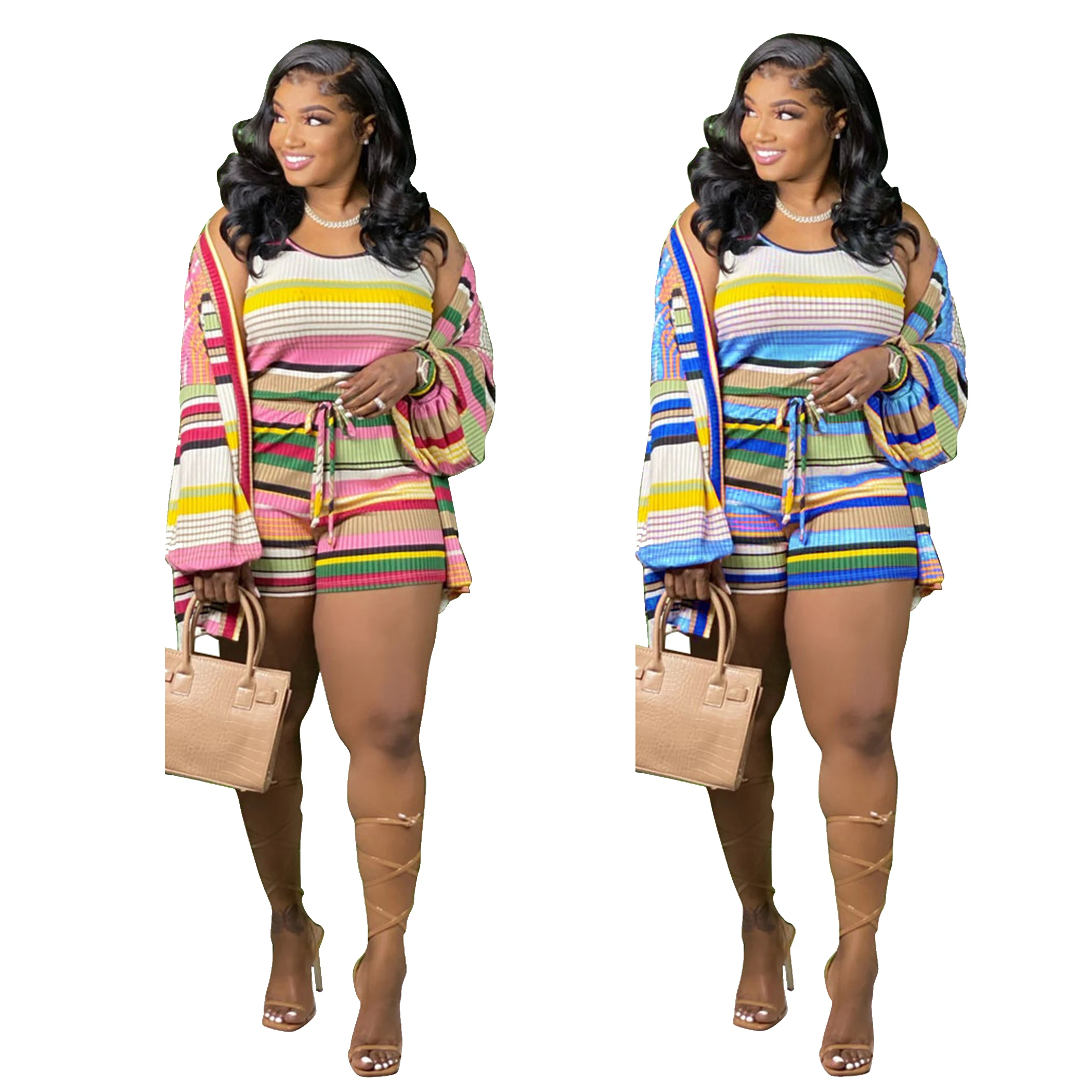 

2021 Summer Plus Size 2 Piece Pants Matching Two Peice Sets Women Clothing Two Piece Short Set For Woman