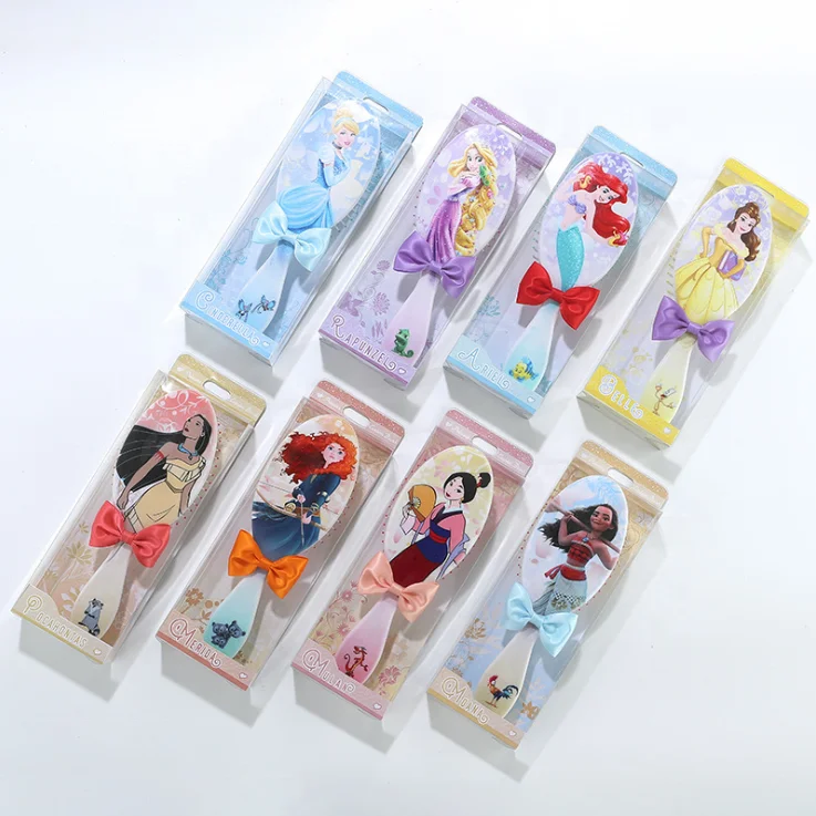 

Hot Selling Frozen Elsa Princess Hair Hrush Cartoon Princess Girly Bowknot Prevention Knot Children Massage Scalp Hair Comb