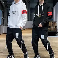 

2019 Korean Style 2 Piece Set Print HoodiesTracksuits For Men