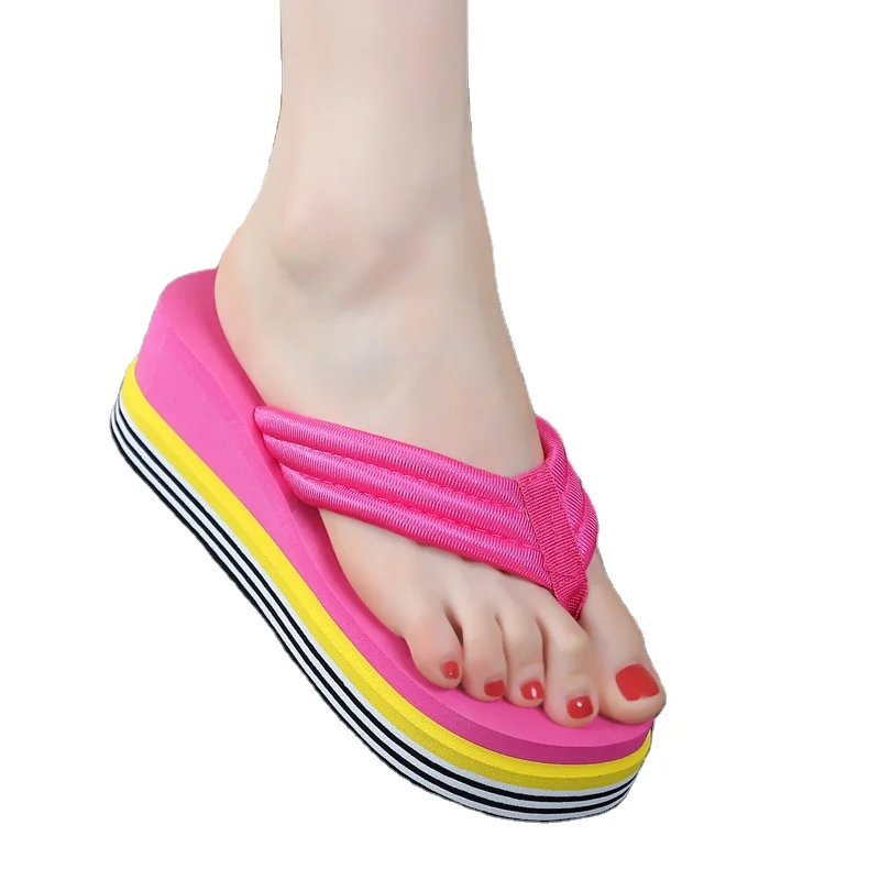 

wholesale good quality summer platform flip flops factory price wedge heel dress slippers for women