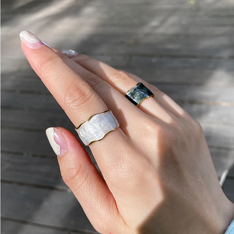 

Unique Multicolors Rings Jewelry Women Y2K Accessories Irregular Dripping Oil Adjustable Open Ring, Multi