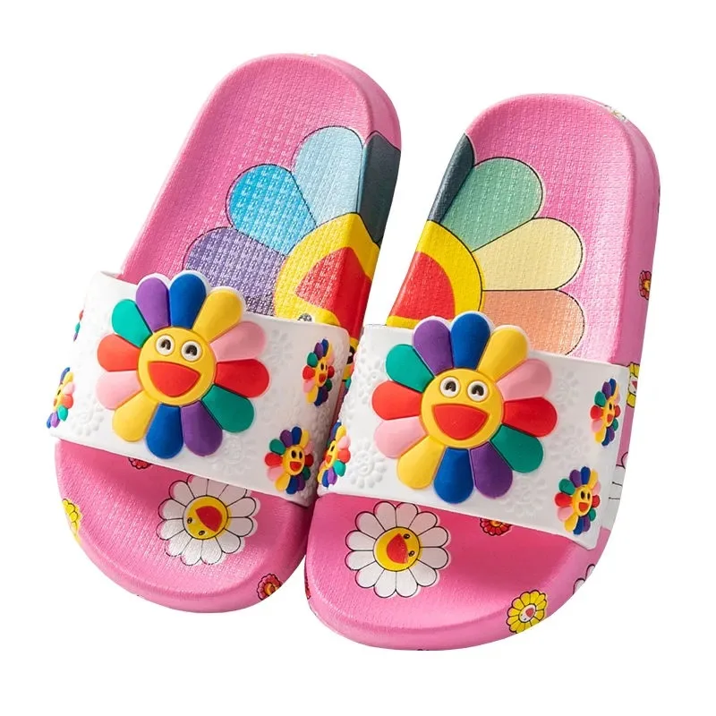 

Cute summer sunflower slippers Soft children's DIY pattern on outdoor PVC
