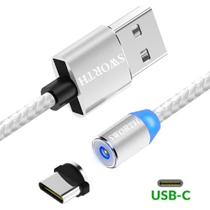 Type C USB Data Cable Round LED Magnetic Connection