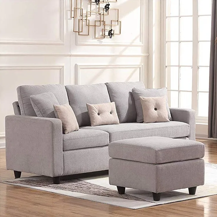 
Convertible Sectional living room wood Sofa Couch Modern Linen Fabric L-Shape Couch for Small Space Beige Dark Gray Light Gray 