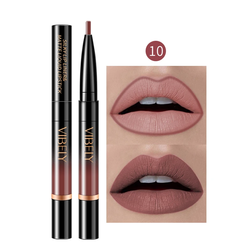 

Double-headed Long Wearing Natural Ingredients Matte Lipgloss Lipliner Custom Lip Gloss