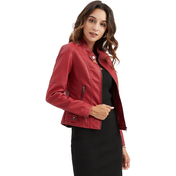

Women Jackets Coats Pu Leather Slim Plus Size Lady Coat Different Size For Choice Solid Jackets Coats, Red, khaki, green, black, pink,yellow, white, blue, gray, skin, coffee